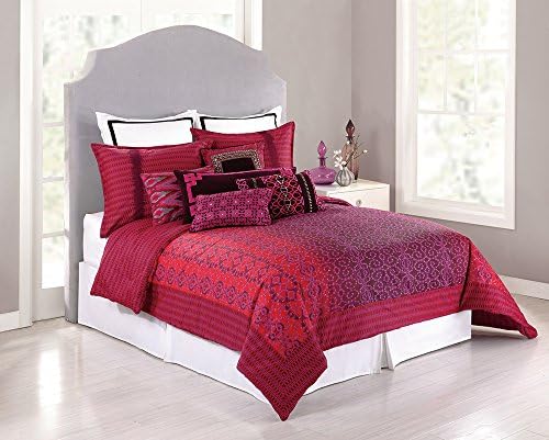 Nanette Lepore Villa Sequin Gradient Comforter Set, Queen, Maroon