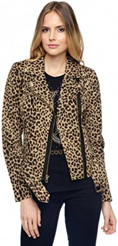 Babyhclub Leopard Print Motorcycle Type Lapel Waistband Stitching Leisure Jacket