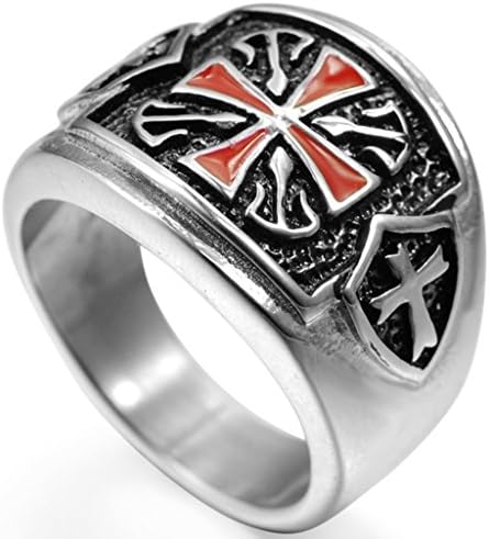 Size 7-15 Crusader Cross Ring Stainless Steel Knight Templar Warrior Mediviel Shield (13)