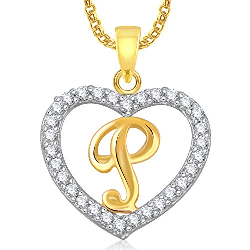 94% OFF on Meenaz Gold Silver Plated 'K' Letter Pendant Locket Alphabet Heart With Chain For Men 