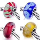 Pugster 4 Pc Glass Beads 925 Sterling Silver Jewelry Fits Pandora Charm Bracelet