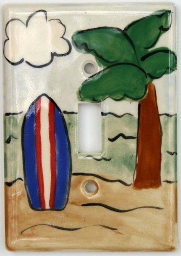 Ceramic Switch Plate Cover: Blue Surfboard