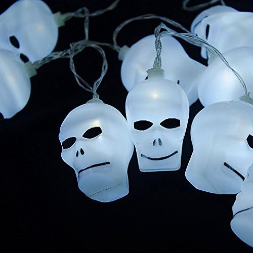 20-PCS Halloween Skull LED string Lights Battery Operated for Festival Halloween Party Show Cosplay Home Garden Indoor Outdoor Decoration Fairy Lights (Cool White)