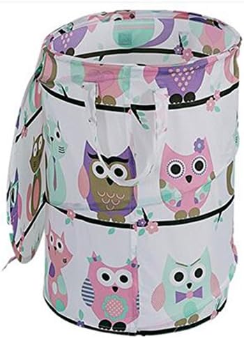 Japanese Household Waterproof Foldable Laundry Basket Dirty Clothes Storage Basket with Cover (owls)