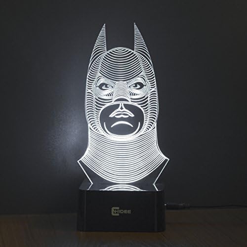 Hideeled Optical Illusion 3d Table Lamp, Touch Control, Usb Power Port, Cool White Color, the Best Valentine's Gift for Him or Her (Batman)