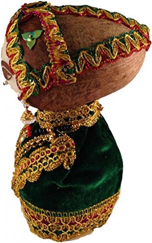Tiger54 LLC Handmade Coconut Crafts Indian Girl Bust(Green)