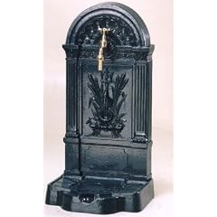 Stand Brunnen Wandbrunnen ALU Guss im Jugendstil gr�n