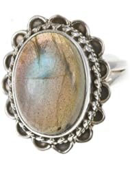925 Sterling Silver NATURAL LABRADORITE Ring, Size 7.25, 6370g