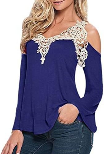 Myobe Women's Long Sleeve Loose Shirt Blouse Tops Best Sellers Navy Blue Medium