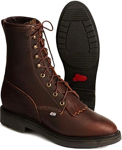 Justin Original Men's 8" Lace-Up Work Boot Steel Toe Tobacco 13 B (M) US