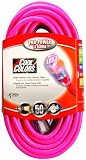 Coleman Cable 02578-0A 50-Foot 12/3 Neon Outdoor Extension Cord, Bright Pink