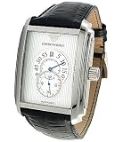 Armani Gents Watches MECCANICO Automatic Movement, Rectangular Steel Case & Croco Textured Leather Strap AR4201