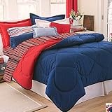 10-Piece Twin XL-Size Dorm Room in a Box in Navy / Red