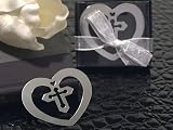 Baby Keepsake: Heart Shaped Chrome Metal Bookmark with Cross (Set of 6)