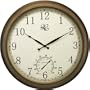 River City Clocks 24 Inch Indoor/Outdoor Clock with Brass Colored Finish, Time, & Temperature - Model # 1011-24