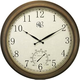 River City Clocks 24 Inch Indoor Outdoor Clock with Brass Colored Finish, Time, and... by River City Clocks