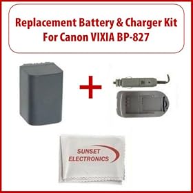Extended Long Life Replacement Battery Pack & Charger Kit for Canon VIXIA HF S200 / HF S21 / HG 20 / HG 21 / HG 30 Camcorders: Extended BP-827 (sl): 2670 mAh Battery Pack