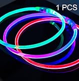 LED Dog Collar, USB Rechargeable, glowing pet dog collar for night safety, fashion light up tube flashing tube collar for small medium large dogs (blue)