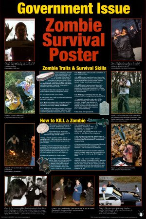 Zombie Poster Zombie Survival Guide Government Issue 24x36 Poster Poster Print Collections Poster Print, 24x36 Poster Print, 24x36
