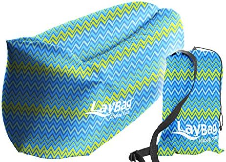 LayBag - THE ORIGINAL. Inflatable Air Lounge | Ultra lightweight, super strong Ripstop Nylon. Easy inflatable. Extremely comfortable. (Zig Zag)