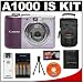 Canon PowerShot A1000 IS Compact Digital Camera (Purple) + Case + Batteries + Accessory Kit