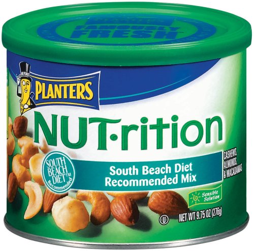 Planters NUT-rition Mix (Macademias, Cashews and Almonds),South Beach Diet Recommended, 9.75-Ounce Cans (Pack of 3)
