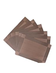 Home: Dadoudou? Washable Placemats,Non-slip Insulation PVC Mats for dining Table set of 6 (Brown) - Dadoudou