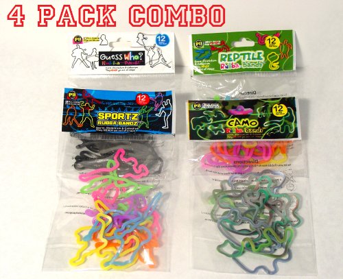 Rubba Bandz 48pc silicon silly bands shapes camo sports