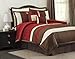Read Lush Decor Modern Stripe 8-Piece Comforter Set, King, Red/Brown Details Lush Decor Modern Stripe 8-Piece Comforter Set, King, Red/Brown