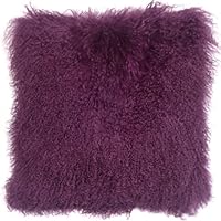 Pillow Decor - Mongolian Sheepskin Purple Throw Pillow