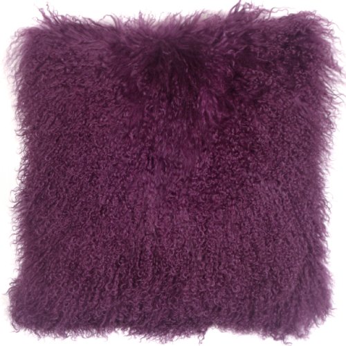 Mongolian Sheepskin Purple Throw Pillow