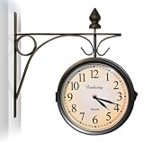 Wall Clock Thermometer Indoor Outdoor Double Sided Weather Resistant