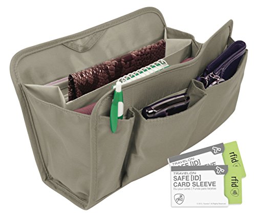 Travelon SafeID Purse Organizer Insert with Credit Card RFID Blocking Sleeves
