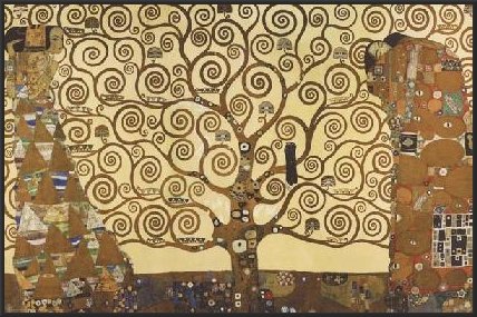 Professionally Framed Gustav Klimt Tree of Life Gold Contrast Art Print Poster - 24x36 with RichAndFramous Black Wood Frame