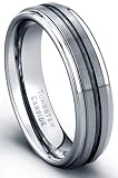 6 mm Tungsten Carbide Ring With Grooved Center Brushed and Polished Finish
