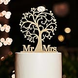 Mr and Mrs Cake Topper Wood Cherry Blossom Tree Rustic Wedding Cake Topper