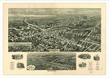 Historic Absecon. New Jersey, c. 1924, Bird's Eye View Map, Unframed, XL CANVAS