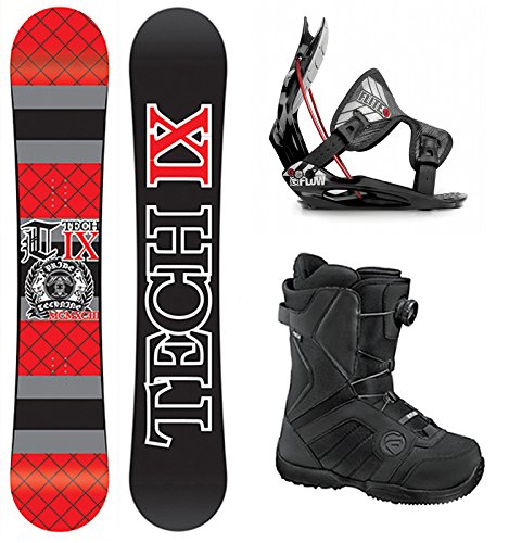 Technine IX Flat Red Snowboard Complete Package with Flow Bindings and Flow Vega BOA Men's Boots - Board Size 150 (Boots Sz 8)