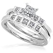 7/8ct TW Princess Diamond Bridal Set in 14k White Gold