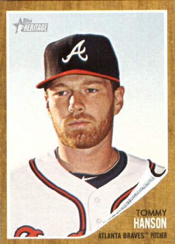 2011 Topps Heritage Baseball Card # 63 Tommy Hanson - Atlanta Braves - MLB Trading Card in Screwdown Case