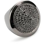 nOir Pyramid Pave cylinder top Ring Black, Siz