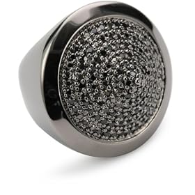 nOir Pyramid Pave cylinder top Ring Black, Size 7