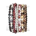 Best Deal USA - 7 Piece Fall Tones Freshwater Cultured Pearl Stretch Bracelet Set, 7.5" 