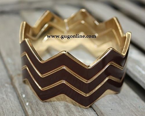 Gold & Burgundy/purple Chevron 3pc Bangle Bracelet Set