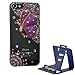 KINGMAS Purple Angel Butterfly Bling Diamond Crystal Hard Case Cover for iPhone 5 5G