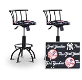 2 24"-29" New York Yankees Soft Seat Baseball MLB Black Adjustable Specialty / Custom Barstools Set