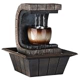 ORE Intl K323 Indoor Meditation Table Fountain with LED Light, 9-3/4-Inch