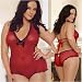 Plus Size Romantic Ruffles Teddy (Red;Plus Size)