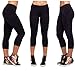 QIYUN.Z Women Sports Yoga Stretch Short Leggings Under Knee Tights Skinny Spandex Pants Black
