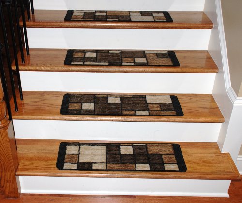 Washable Carpet Stair Treads - Hop Scotch Chocolate